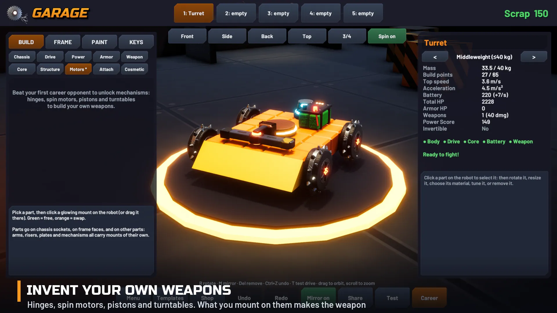 Modular Robot Builder & Combat Kit: Motors, hinges and pistons