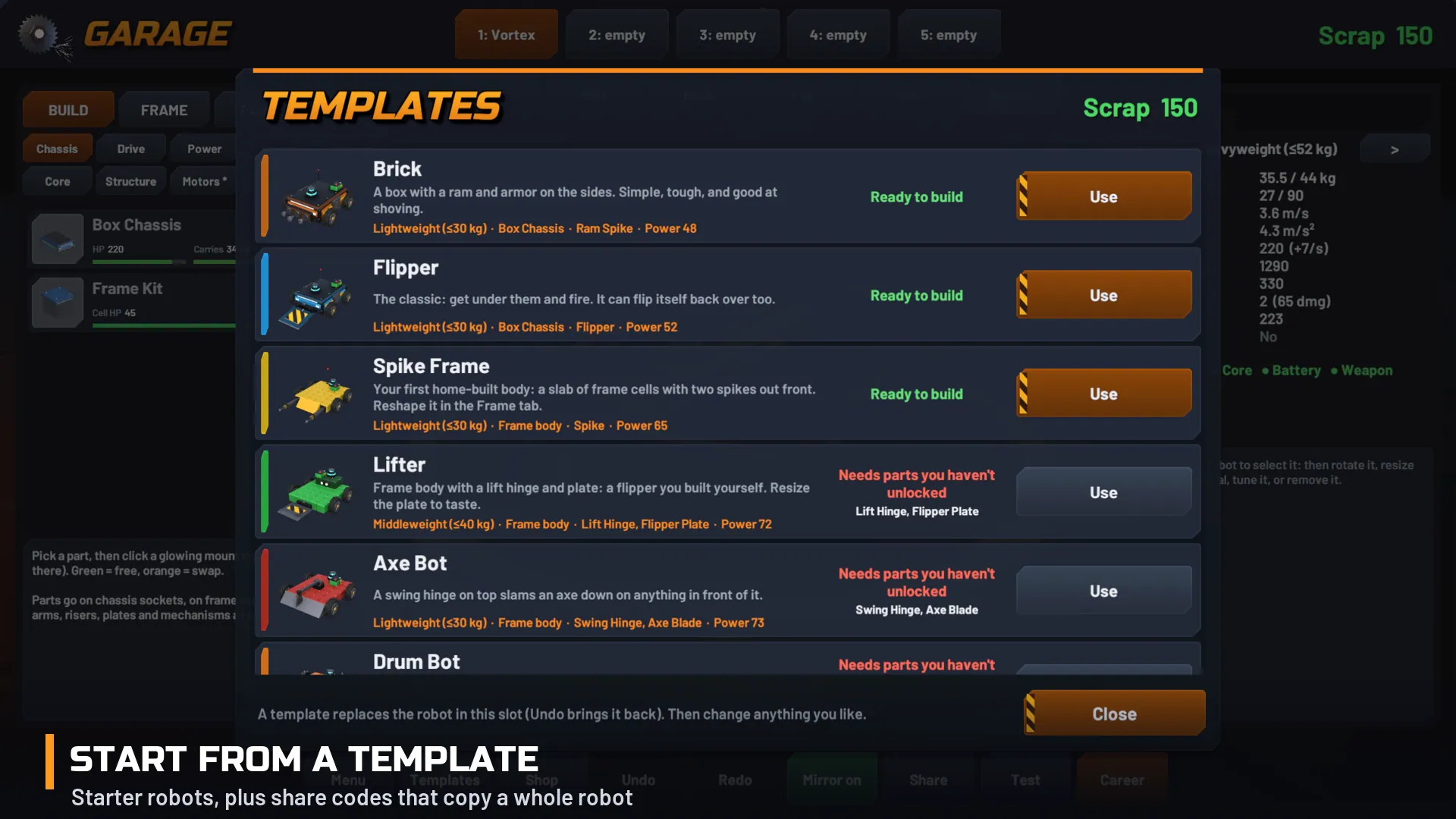 Modular Robot Builder & Combat Kit: Five starter templates