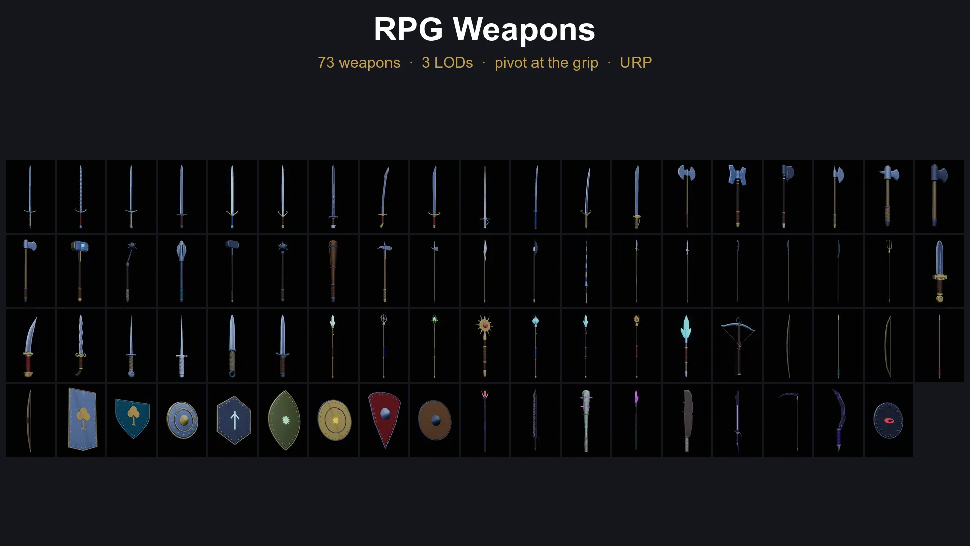 All 73 weapons laid out together