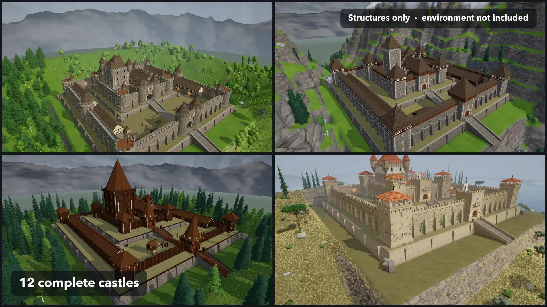 A stylized stone castle with its outer ward